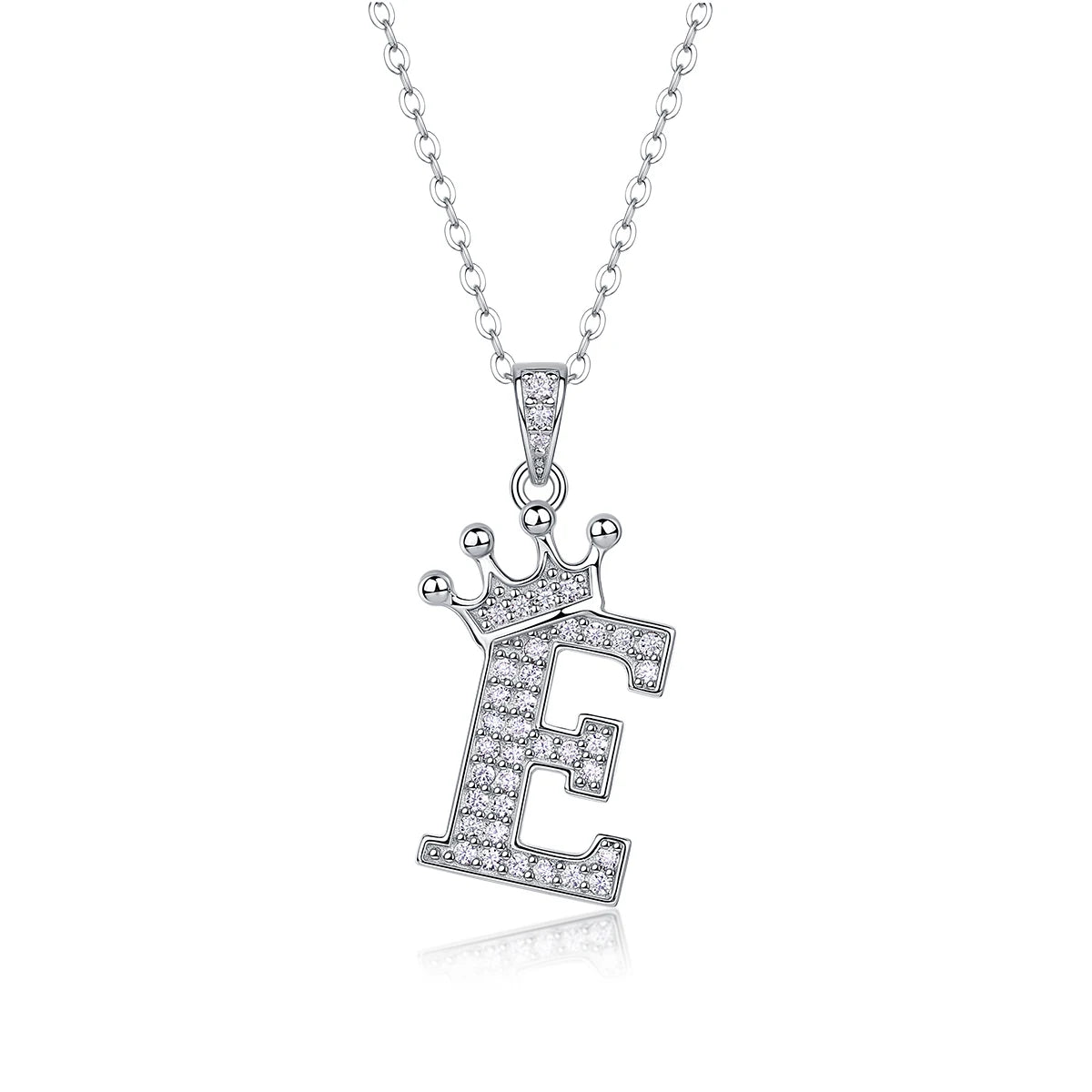 Moissanite Crown Alphabet Letter Pendant Necklace in 18K Gold Plated 925 Silver – 26 Letters Available