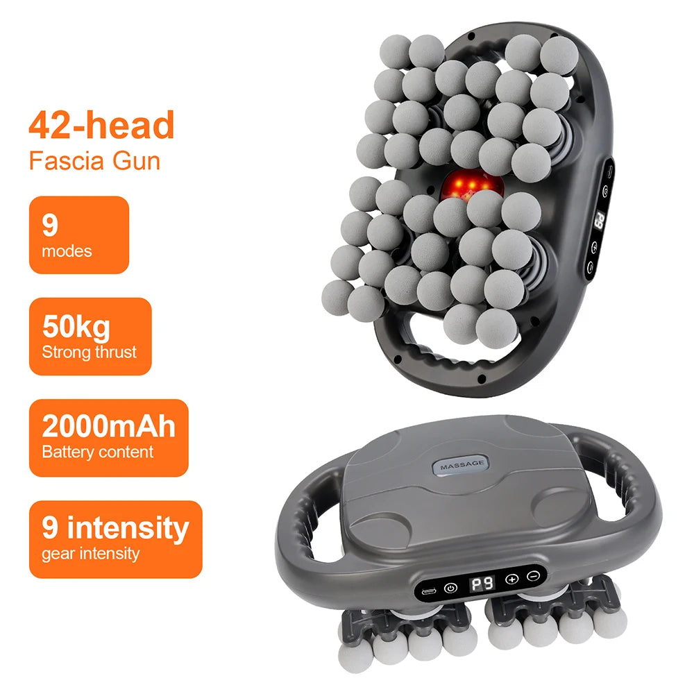 Fascia Gun with 42 Heads High-Frequency Vibration, Grey Fascia Gun with 42 Heads High-Frequency Vibration, Grey