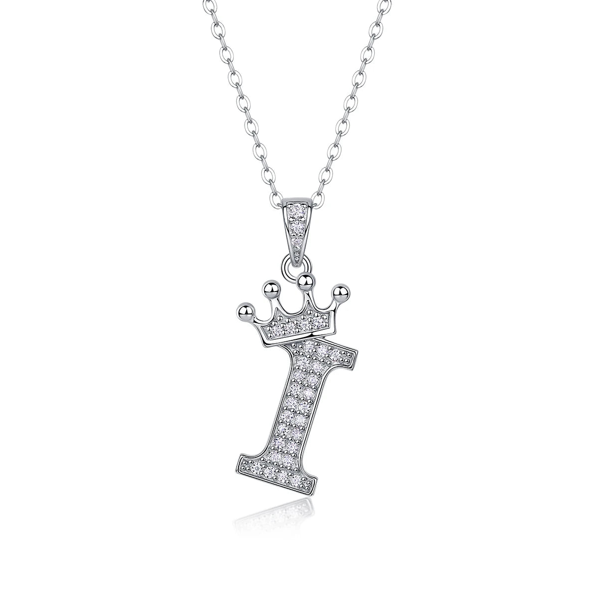 Moissanite Crown Alphabet Letter Pendant Necklace in 18K Gold Plated 925 Silver – 26 Letters Available