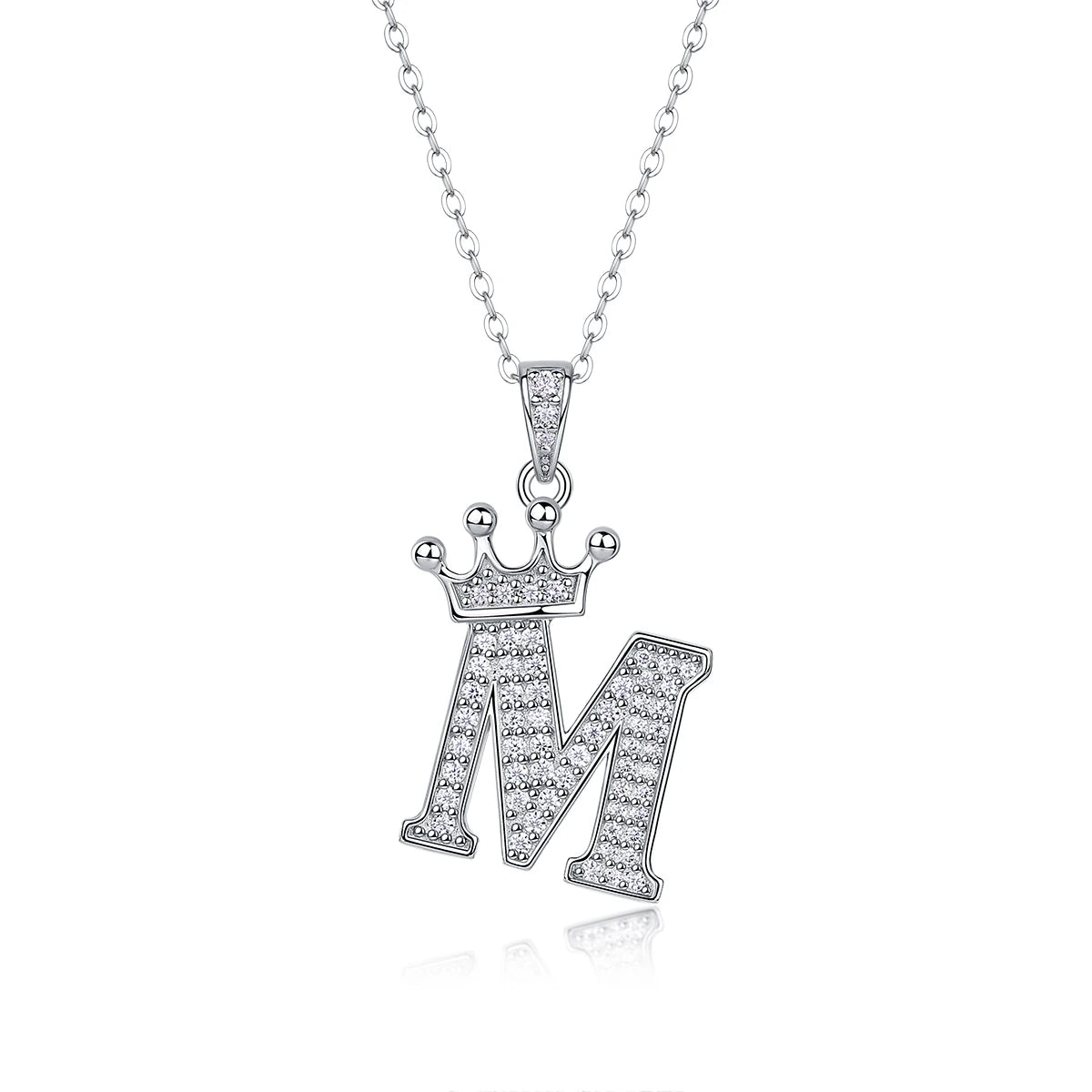 Moissanite Crown Alphabet Letter Pendant Necklace in 18K Gold Plated 925 Silver – 26 Letters Available