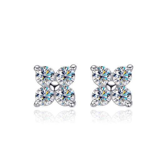 Pendientes de Moissanita | Corte Redondo 8 Corazones 8 Flechas | Plata 925 + Oro Blanco 18K 💎 Brillo Perfecto con el Mejor Corte de Moissanita 💎