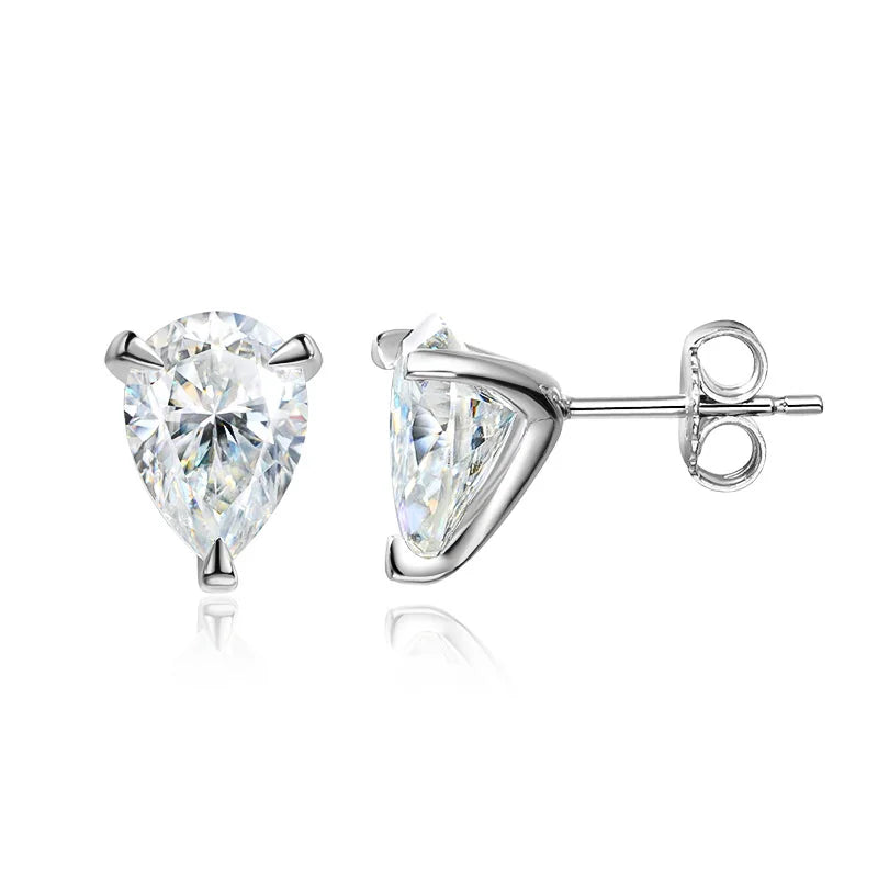 Pendientes de moissanita | Plata de ley 925 con baño de oro blanco de 18 quilates | Brillo excepcional