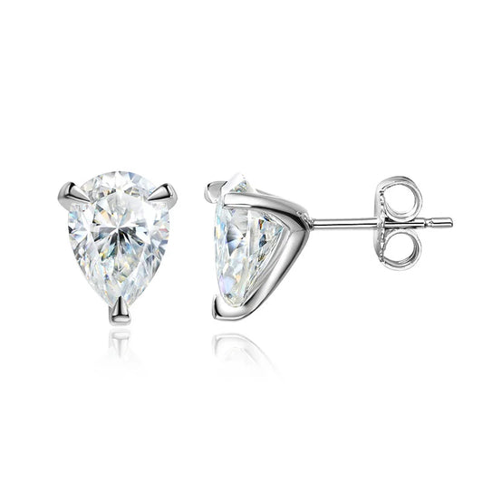Pendientes de moissanita | Plata de ley 925 con baño de oro blanco de 18 quilates | Brillo excepcional