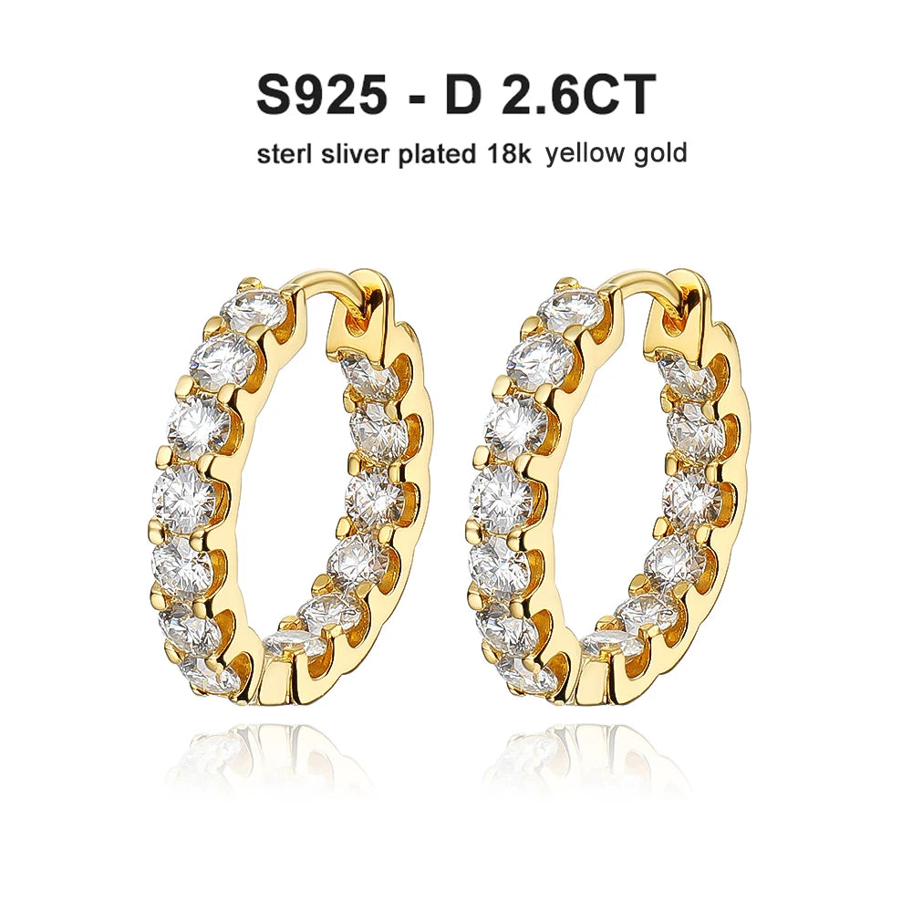 Aros de moissanita de 2,6 quilates | Corte redondo | Oro blanco de 18 quilates sobre plata 925 💎 Lujo radiante para momentos especiales 💎