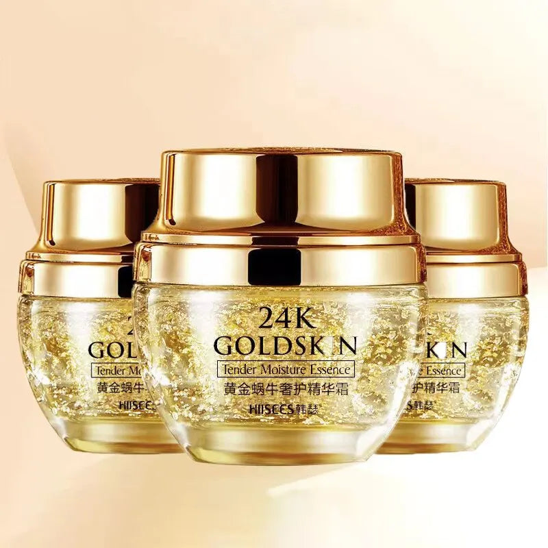 24K gold snail collagen cream, moisturizing essence for skin care, oil control, facial beauty products, 3 pcs.