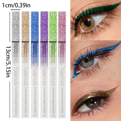 Diamond Glitter Liquid Eyeliner – Metallic Pearl Shine, Quick-Dry & Waterproof, 6 Shades