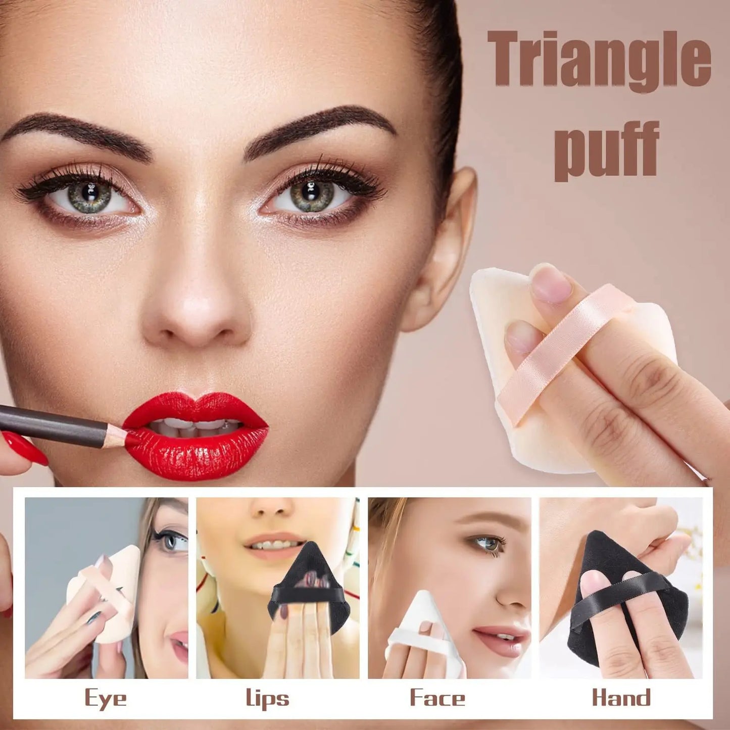 Esponja de maquillaje de terciopelo triangular lavable