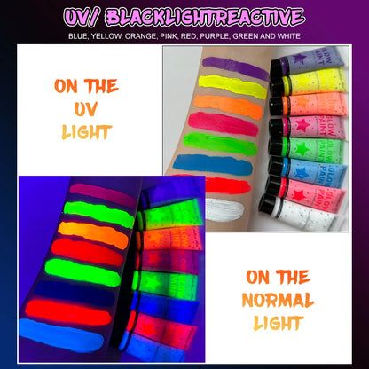 UV neon face and body paint by RAVEN KRONE, detail 5