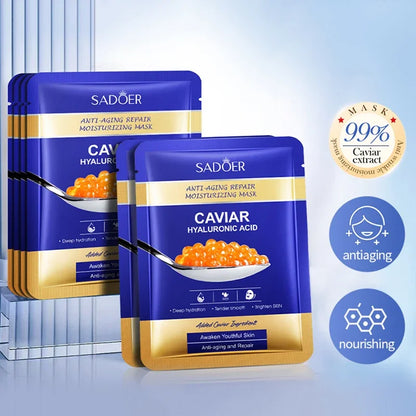 Caviar and Hyaluronic Acid Face Masks – Hydration, Firmness and Radiance (Pack of 5)