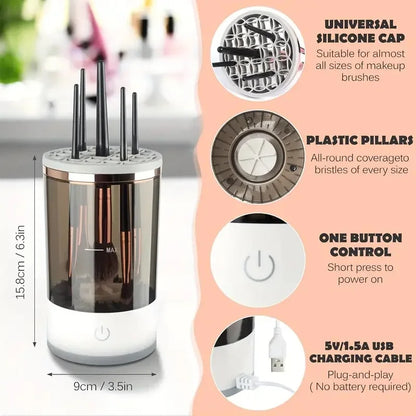 Portable Electric Makeup Brush Cleaner Machine with USB Plug - Quick Brush Cleaner