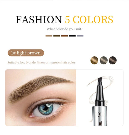 3D MicroBlading Eyebrow Pencil with Four Tips - Waterproof and Long Lasting