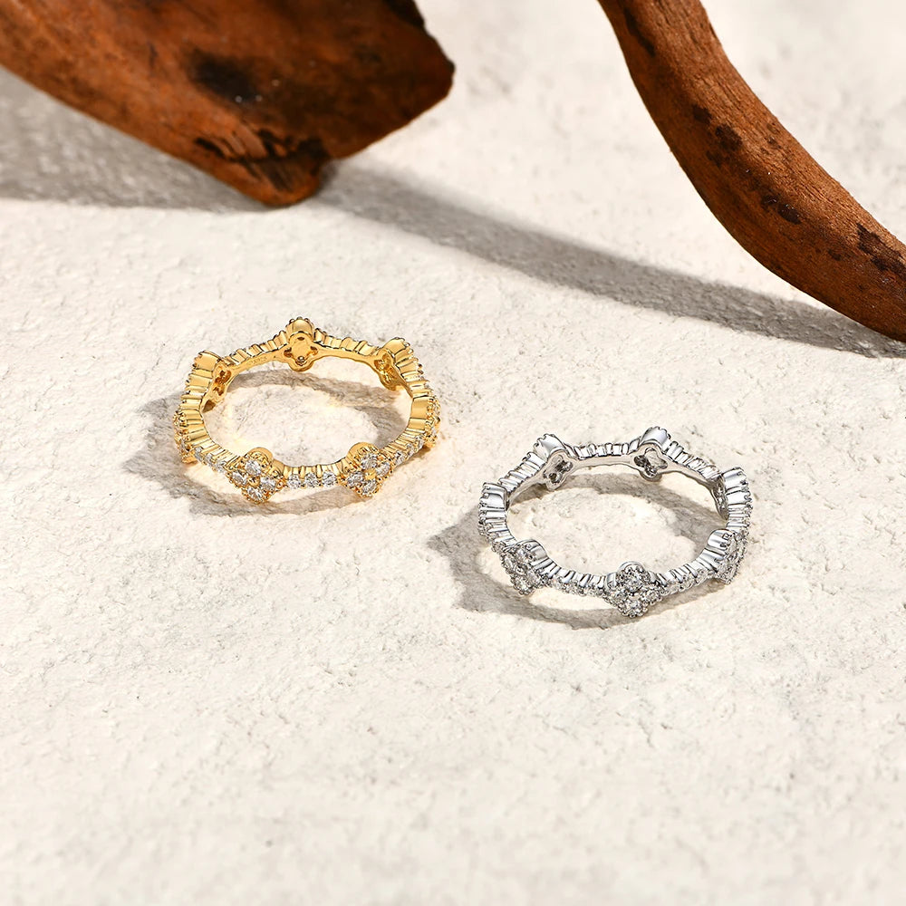 Anillo de moissanita Eternity para mujer – Joyería de boda y lujo de plata de ley 925 auténtica bañada en oro DVVS1