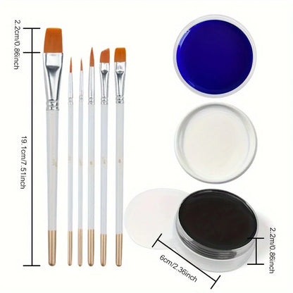 Oil-Based Face & Body Paint 30 g – Halloween & SFX Makeup, Singles, Duos & Sets with Brushes