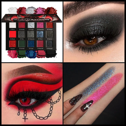 Gothic makeup set with eyeshadow palette, white foundation and lipstick by RAVEN KRONE, detail 2