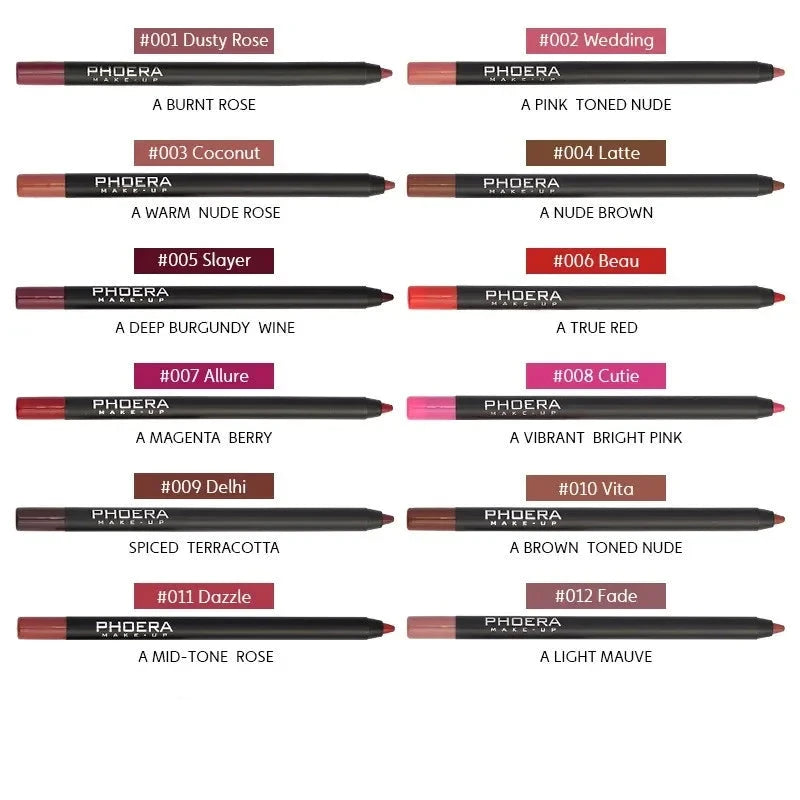 Waterproof Matte Lip Liner - 12 Color