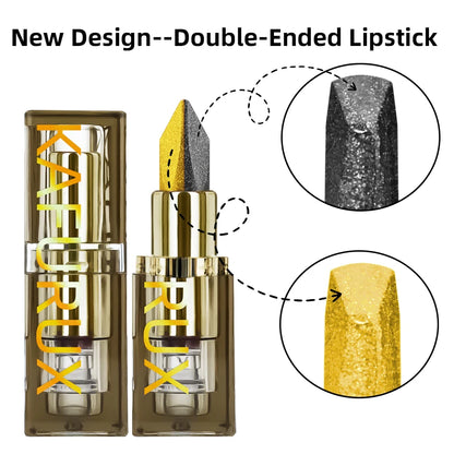 Black and gold two-tone glitter lipstick by RAVEN KRONE, detail 2