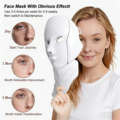 Wireless 7-Colour LED Face & Neck Mask – 180 LEDs, 8 Modes, Rechargeable