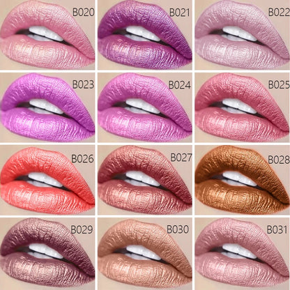 Lápiz labial mate brillante de 12 colores, resistente al agua y a los besos.