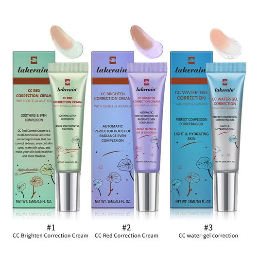 Set CC Cream, Corrector de rojeces, aclarante y corrector, gel de agua corrector e hidratante erborian