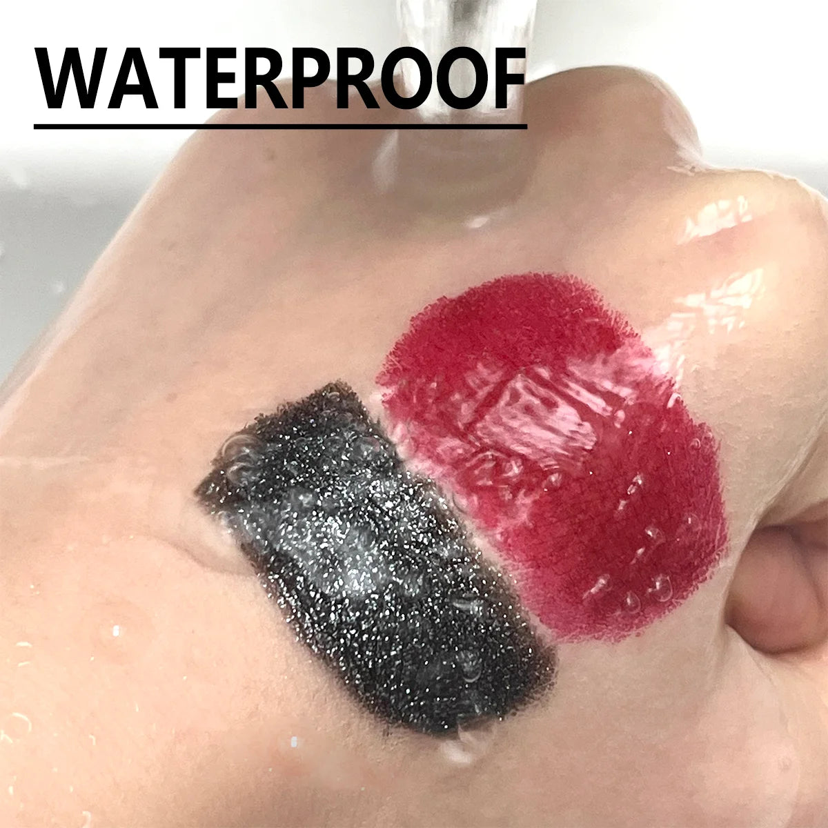 Black and red two-tone glitter lipstick by RAVEN KRONE, detail 5