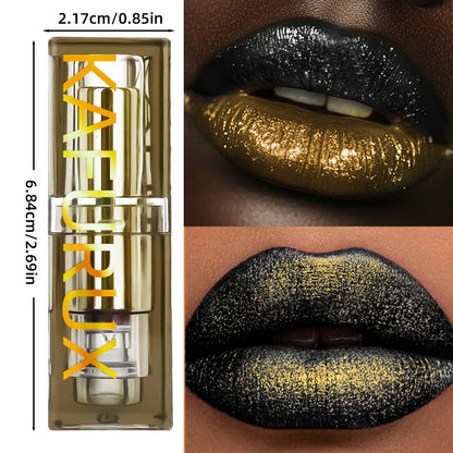 Black and gold two-tone glitter lipstick by RAVEN KRONE, detail 6