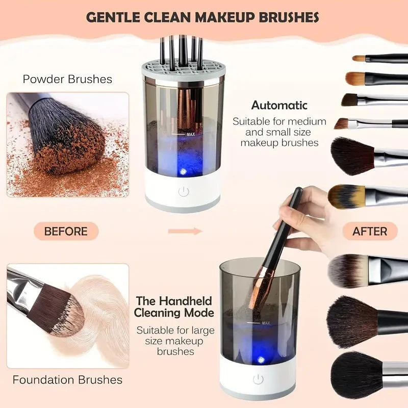 Portable Electric Makeup Brush Cleaner Machine with USB Plug - Quick Brush Cleaner