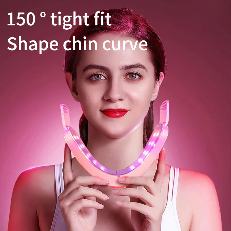 V-Line Face Lifting Belt – Vibration Massage & 5-Colour LED, Rechargeable, 4 Colours