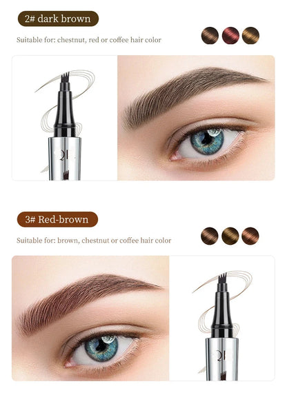 3D MicroBlading Eyebrow Pencil with Four Tips - Waterproof and Long Lasting