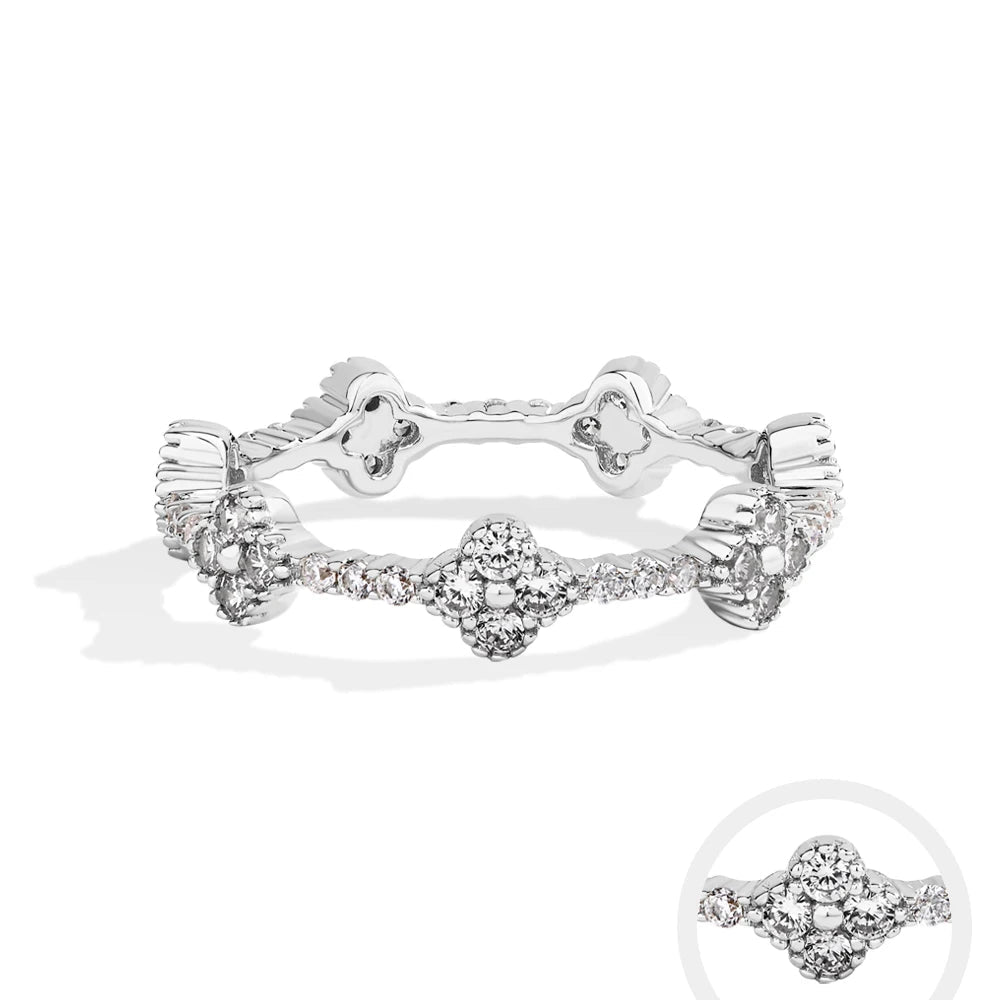 Anillo de moissanita Eternity para mujer – Joyería de boda y lujo de plata de ley 925 auténtica bañada en oro DVVS1