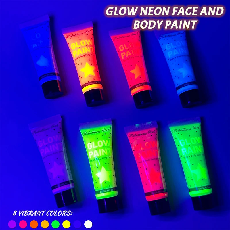 UV neon face and body paint by RAVEN KRONE, detail 6