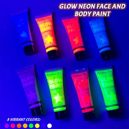 UV neon face and body paint by RAVEN KRONE, detail 6