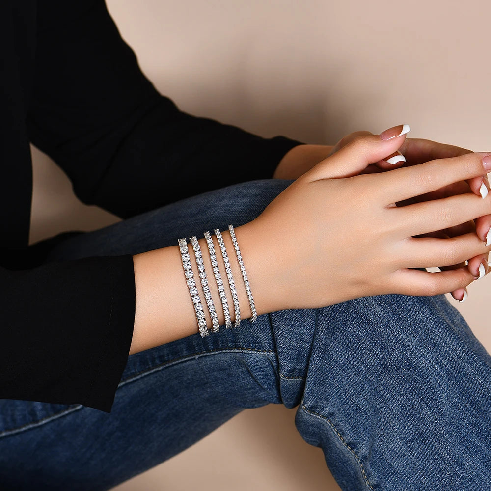 Luxury Moissanite Tennis Bracelet for Women – DVVS1 Round Cut Diamond Simulant, 925 Sterling Silver White Gold Plated