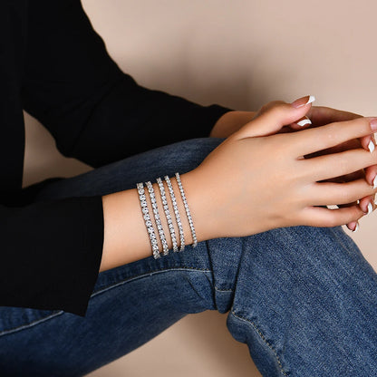 Luxury Moissanite Tennis Bracelet for Women – DVVS1 Round Cut Diamond Simulant, 925 Sterling Silver White Gold Plated