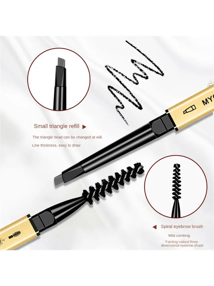 Waterproof & Long-Lasting Eyebrow Pencil with Dual Tip and Brush