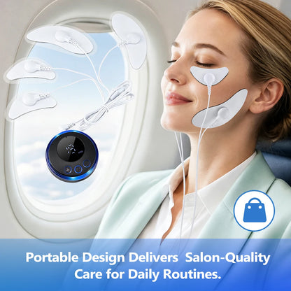 EMS Face & Eye Massager with Electrode Pads – 8 Modes, 19 Intensity Levels, Rechargeable