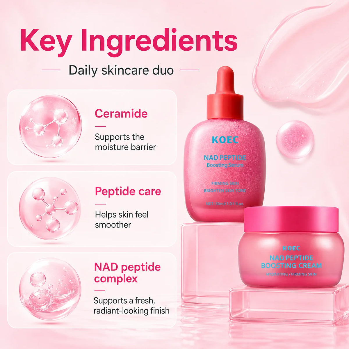 NAD peptide face serum and cream set by RAVEN KRONE, detail 5
