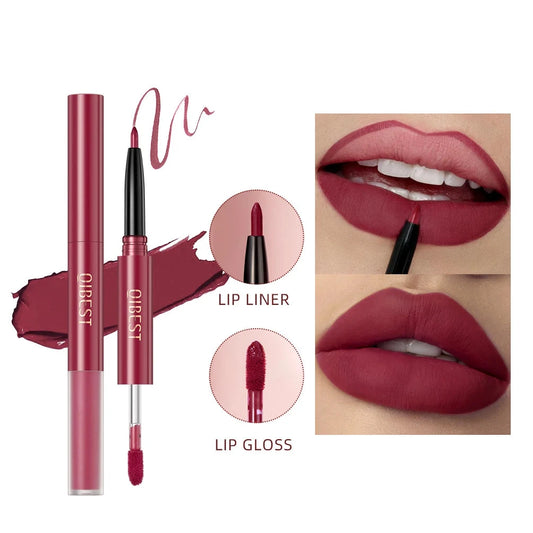 Double-Ended Lipstick - Lip Liner and Lipstick Long Lasting Matte Waterproof