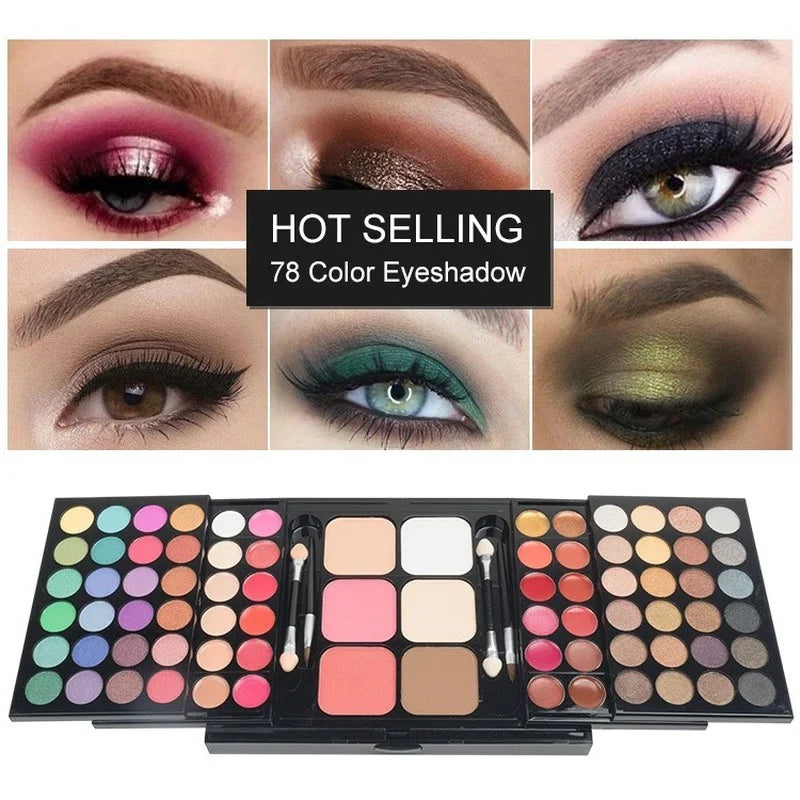 Kit de paleta de sombras de ojos con purpurina de 40/74/78 colores, mate, resistente al agua