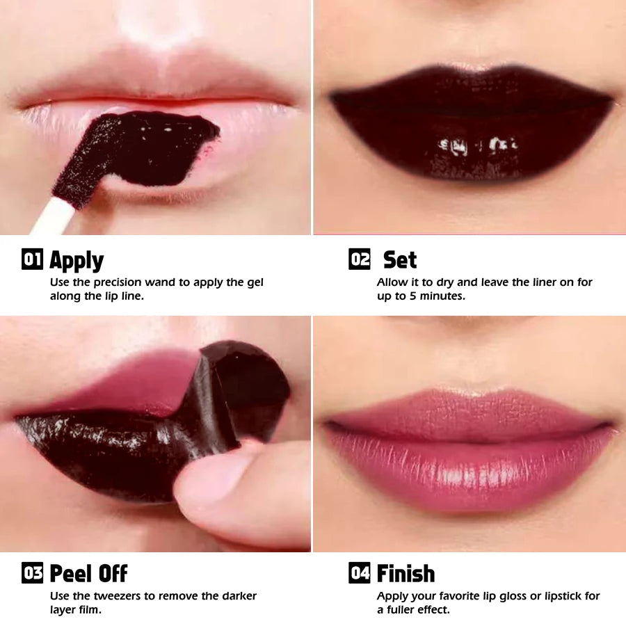 Peel-Off Lip Liner Stain – Long-Lasting Tint, Waterproof & Transfer-Proof, 7 Shades