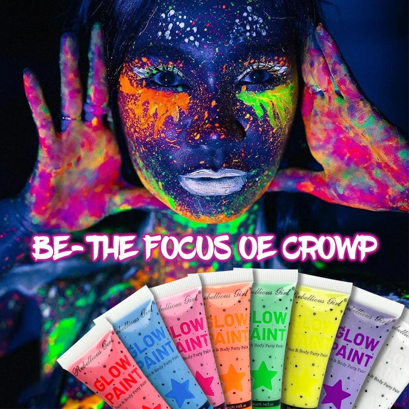 UV neon face and body paint by RAVEN KRONE, detail 1