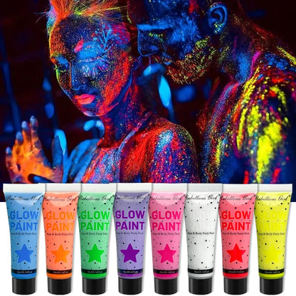 UV neon face and body paint by RAVEN KRONE, detail 2
