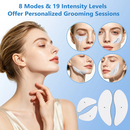 EMS Face & Eye Massager with Electrode Pads – 8 Modes, 19 Intensity Levels, Rechargeable