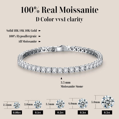Luxury Moissanite Tennis Bracelet for Women – DVVS1 Round Cut Diamond Simulant, 925 Sterling Silver White Gold Plated