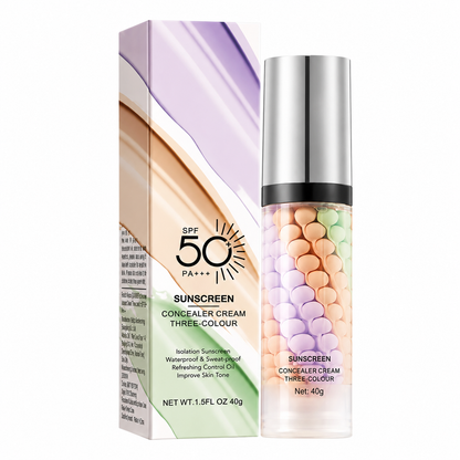 Face Makeup Primer Tri-color Cream Contour Color Isolation Waterproof Makeup Foundation Natural Makeup Base Cream 40g