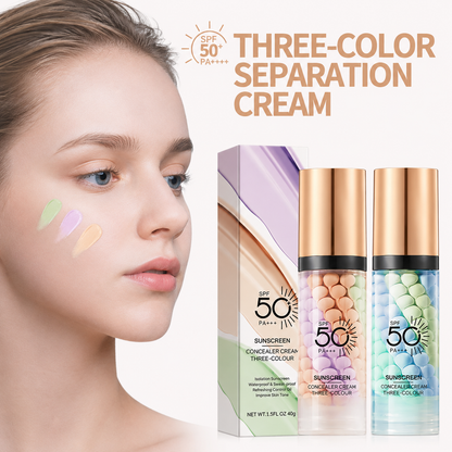 Face Makeup Primer Tri-color Cream Contour Color Isolation Waterproof Makeup Foundation Natural Makeup Base Cream 40g