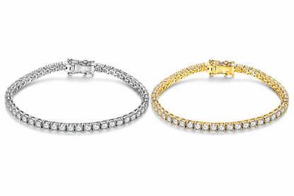 Luxury Moissanite Tennis Bracelet for Women – DVVS1 Round Cut Diamond Simulant, 925 Sterling Silver White Gold Plated