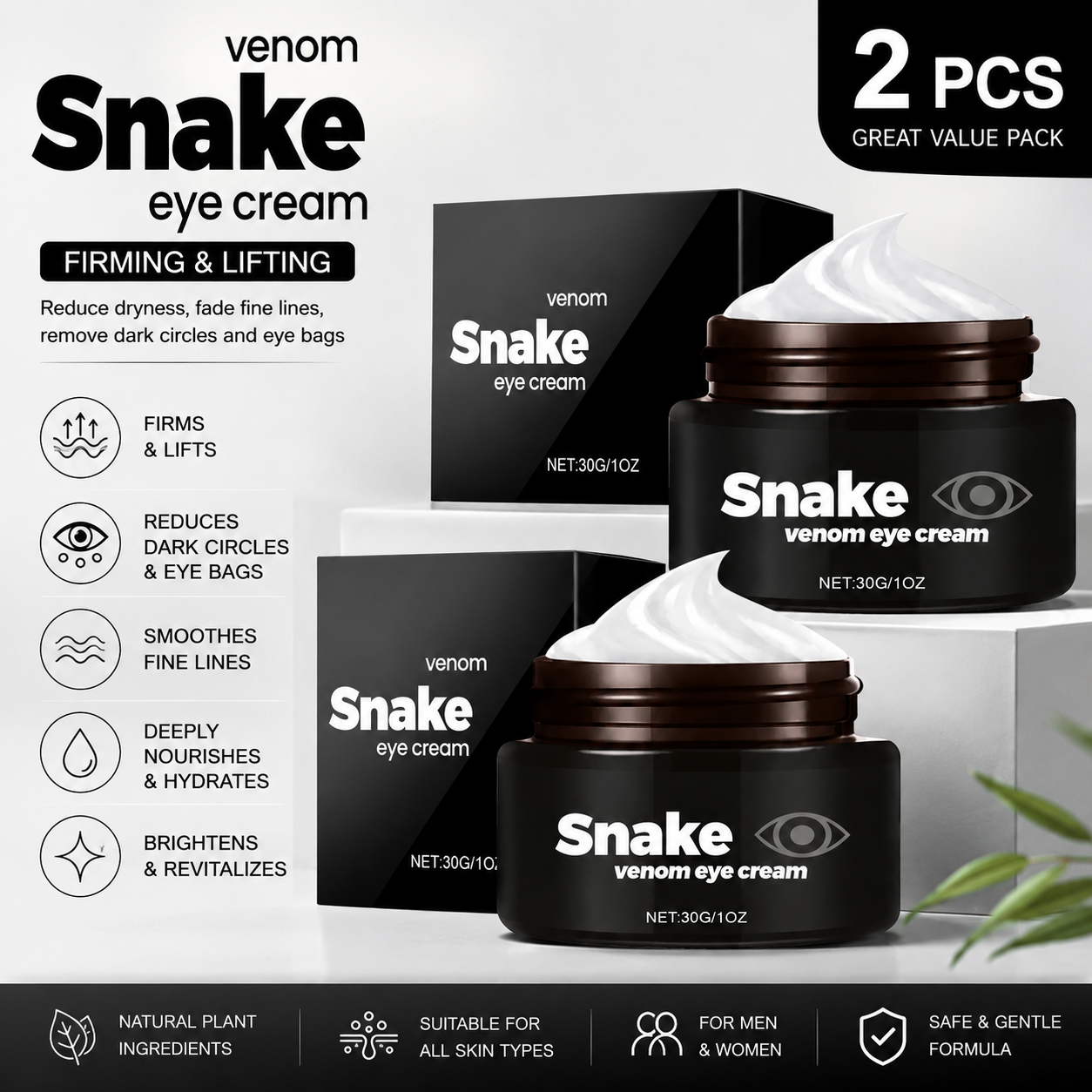 Snake Venom Eye Cream 30g | Firming, Anti-Wrinkle & Anti-Puffiness Eye Care