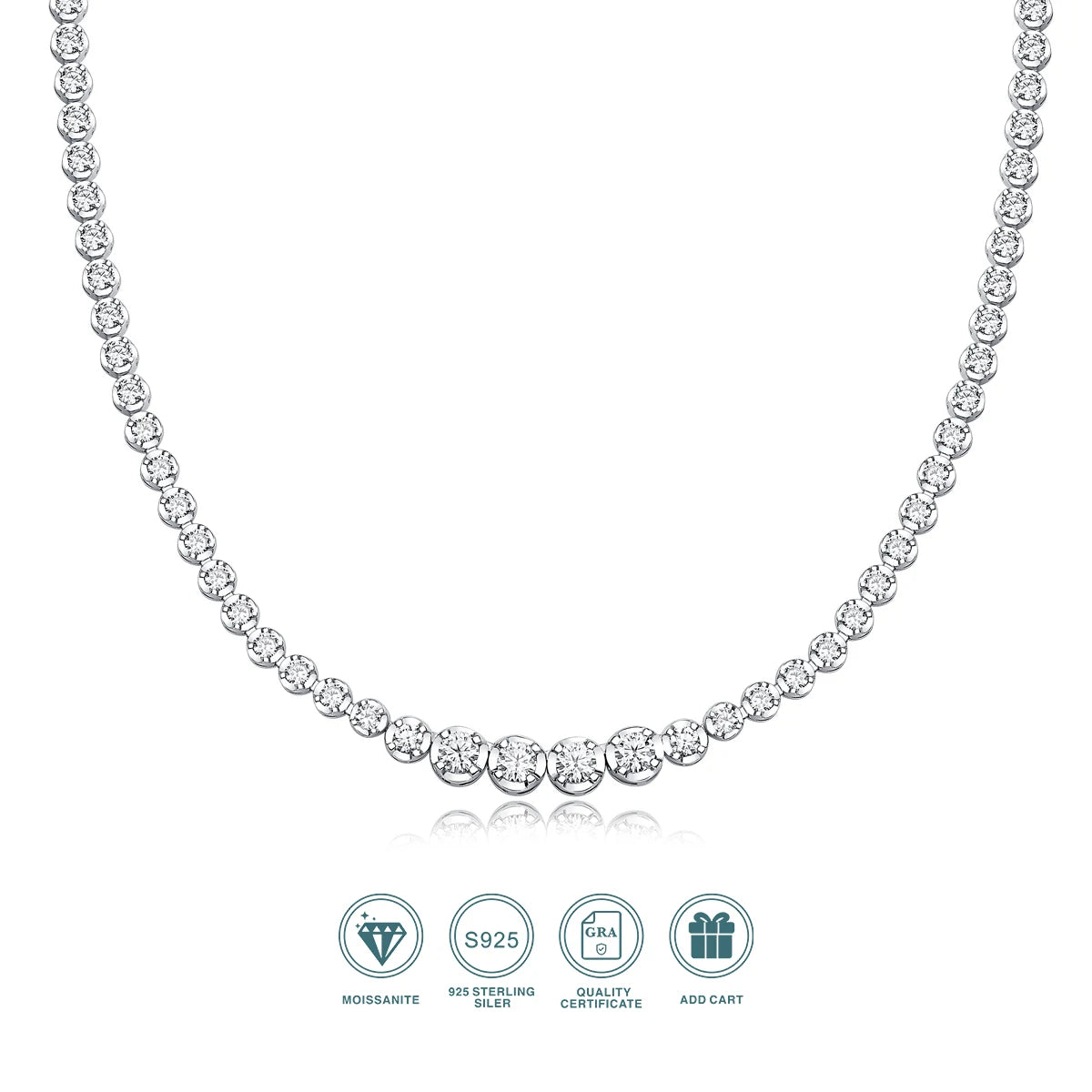 4mm Moissanite Necklace in 925 Sterling Silver – Casual, Modern, and Luxurious Style with Certificate of Authenticity