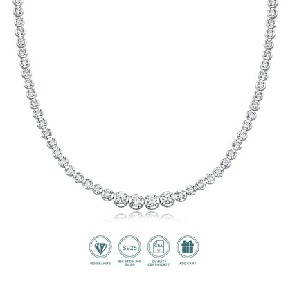 4mm Moissanite Necklace in 925 Sterling Silver – Casual, Modern, and Luxurious Style with Certificate of Authenticity