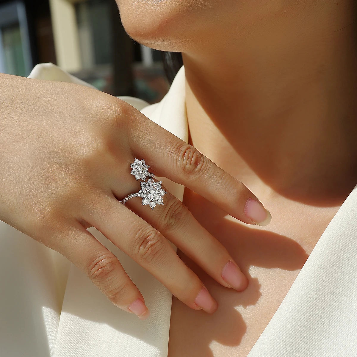 Moissanite Ring in 925 Sterling Silver with 18K Gold Plating – Elegant and Brilliant Design | Perfect Christmas Gift